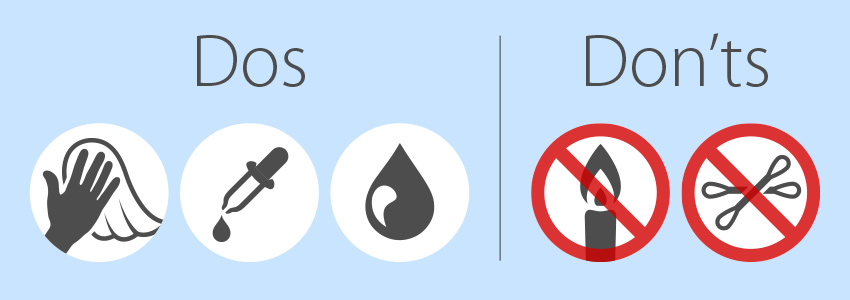 Diagram of do's and don'ts for earwax